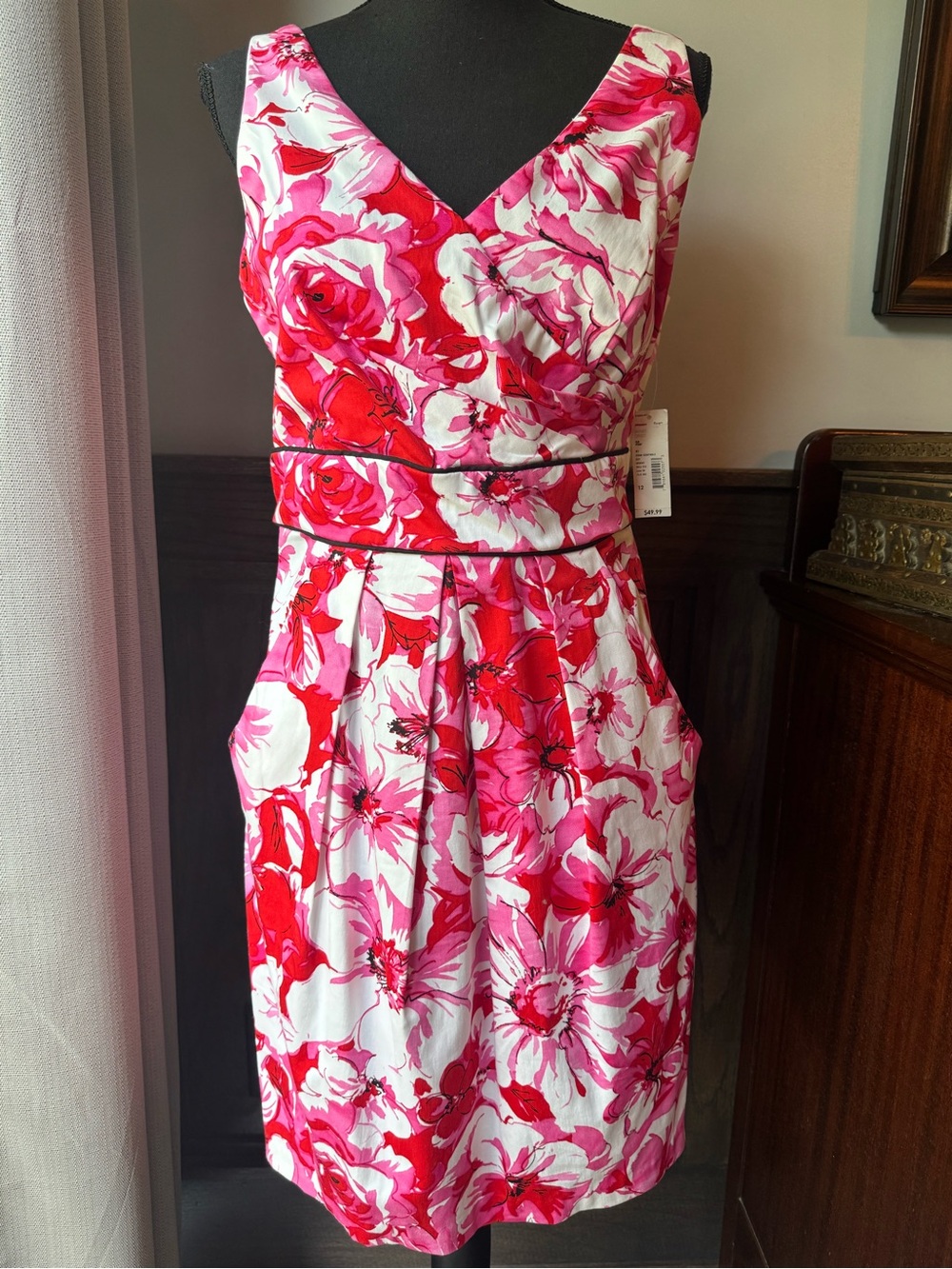 B. Smart Pink Floral Midi Dress nwt 12